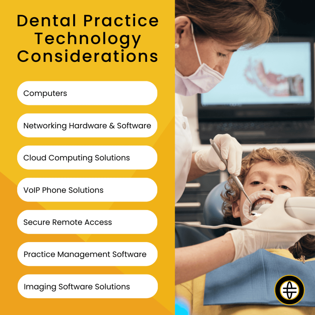 Photo of dental professional taking 3d image of a child's teeth. Dental practice technology considerations. Computers. Networking Hardware and Software. Cloud Computing Solutions. VoIP Phone Solutions. Secure Remote Access. Practice Management Software. Imaging Software Solutions.