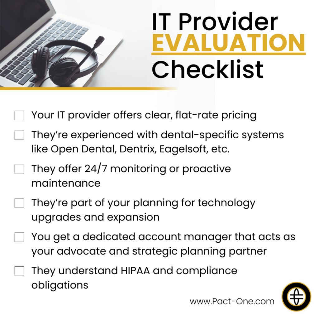 IT provider evaluation checklist for dental offices