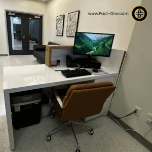 Example of oral surgery consultation center front desk workstation setup