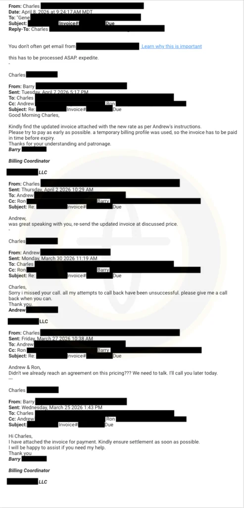 Email scam targeting dental practices